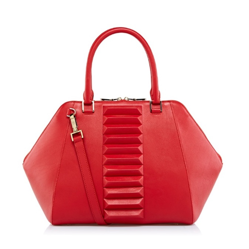 Kristina George red leather top handle handbag - Picture 1 of 8